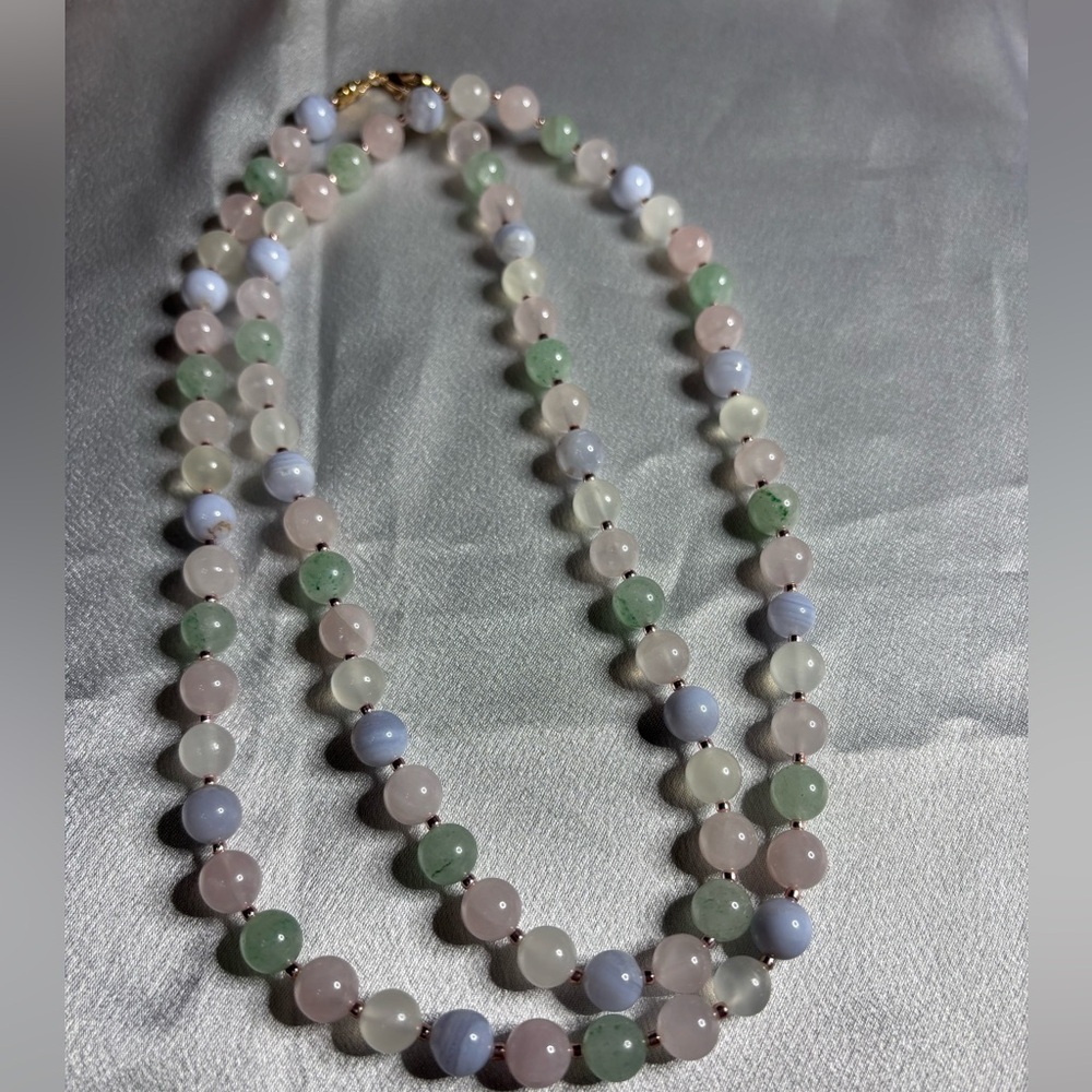 Handmade Genuine Quartz and Gemstones Necklace 33 inches
